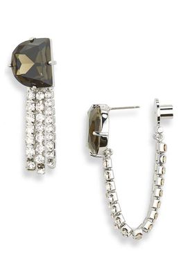 DEMARSON Crystal D Chain Stud Earrings in Iridescent/Smoke/Crystal