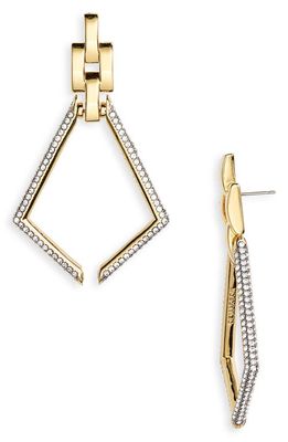 DEMARSON Frejana Pavé Drop Earrings in 12K Shiny Gold W/pave Crystal