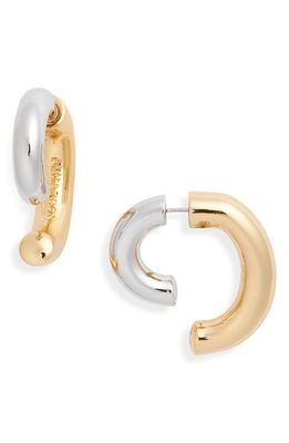 DEMARSON Luna Two-Tone Tubular Hoop Earrings in Gold/Silver