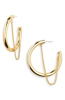 DEMARSON Miley Chain Detail Hoop Earrings in 12K Shiny Gold