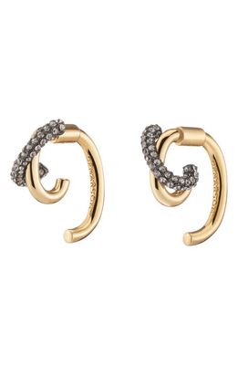 DEMARSON Mini Axis Luna Hoop Earrings in 12K Gold/crystal Velvet