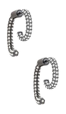 Demarson Mini Luna Earrings in Metallic Silver.