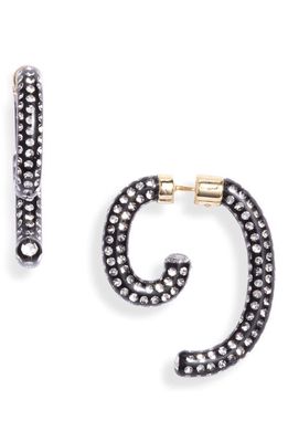DEMARSON Noir Pavé Luna Convertible Earrings in 12K Shiny Gold/Black/Pave