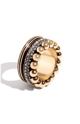 DEMARSON Pia Bead & Crystal Ring in Gold/Pave Crystal