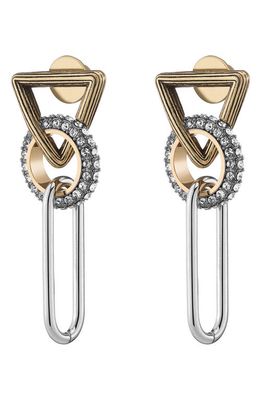 DEMARSON Pia Crystal Mix Metal Drop Earrings in Pave Crystal/Shiny Silver
