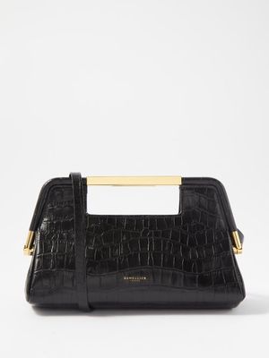Demellier - The Seville Mini Croc-effect Leather Clutch Bag - Womens - Black