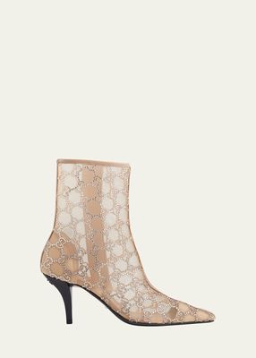 Demi Crystal Mesh Ankle Booties