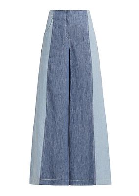 Demie Two-Tone Hemp Wide-Leg Pants