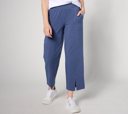 Denim & Co. Active Petite Duo Stretch Relaxed Leg Crop Pant