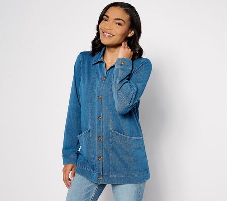 Denim & Co. Comfy Knit Air Denim Jacket w/ Pockets