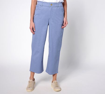 Denim & Co. Easywear Twill Pet Cropped Pull-On Pant w/ Pockets