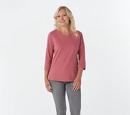 Denim & Co. Essentials Perfect Jersey 3/4 Sleeve Top