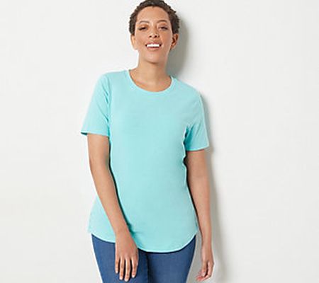 Denim & Co. Essentials Regular Textured Knit Curved Hem Top