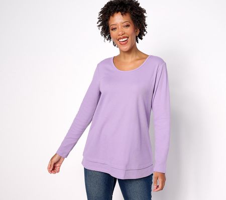 Denim & Co. Essentials Waffle Knit Scoop Neck Swing Tunic