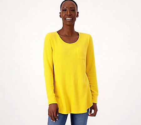Denim & Co. Essentials Waffle Knit Tunic with Front Pocket