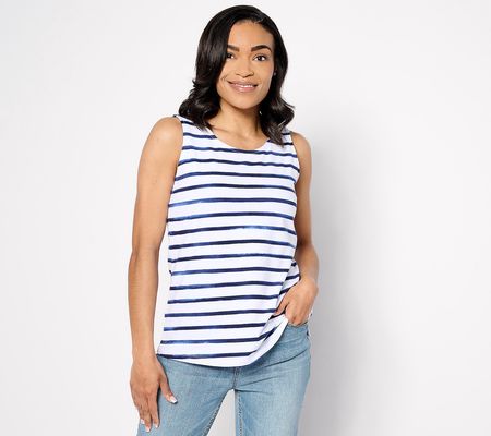 Denim & Co. Favorite Jersey Striped Scoop Neck Tank Top