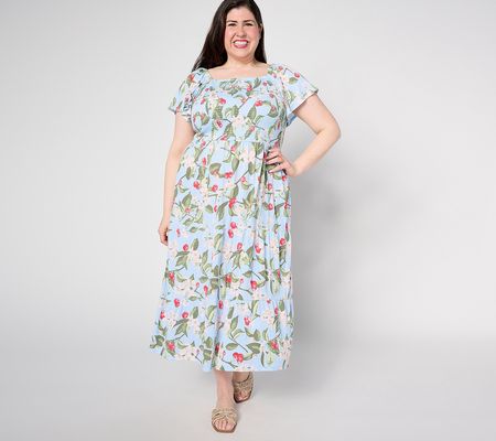 Denim & Co. Heritage Tall Printed Knit Gauze Midi Dress