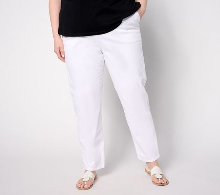 Denim & Co. Petite Color Flat Front SidePocket Pant