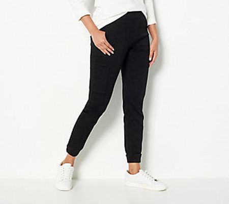 Denim & Co. Petite ComfyKnit Denim Cargo Jogger