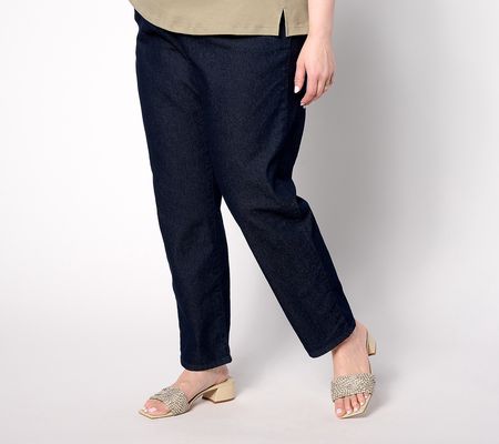 Denim & Co. Petite Indigo Flat Front SidePocket Pant