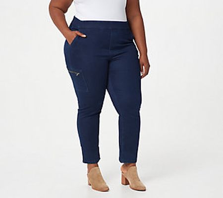 Denim & Co. Regular Comfy Knit Denim Straight LegPocket Jeans