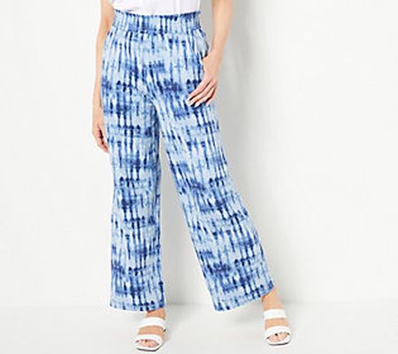 Denim & Co. Regular Printed Beach Jersey Wide Leg Pants