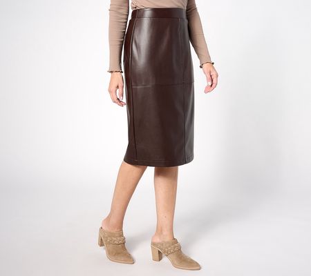 Denim & Co. Signature Regular Faux Leather Skirt