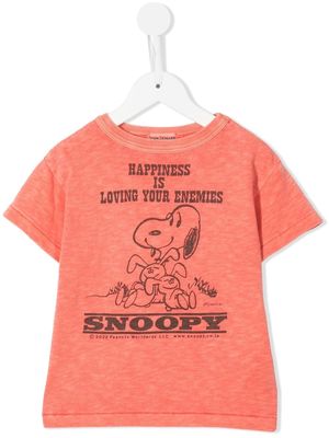 Denim Dungaree Snoopy slogan T-shirt - Orange