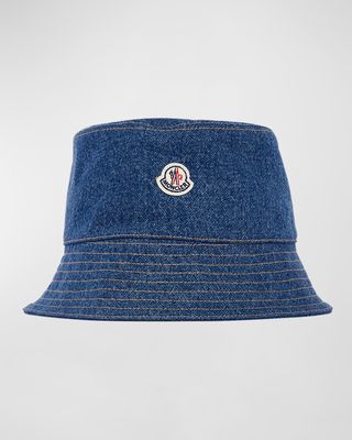 Denim Logo Patch Bucket Hat