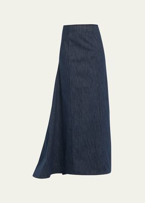 Denim Lurex Mermaid Maxi Skirt