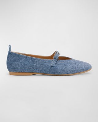 Denim Mary Jane Ballerina Flats