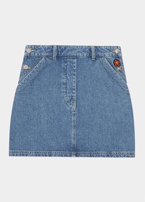 Denim Mini Skirt with Button Sides