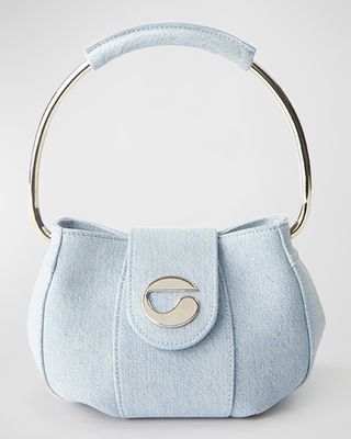 Denim Ring Pouch Top-Handle Bag