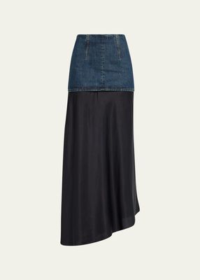Denim Underlay Long Skirt