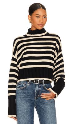 Denimist Cropped Sailor Turtleneck Sweater in Black