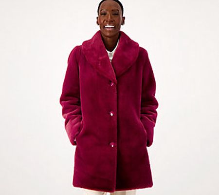 Dennis Basso Faux Fur Relaxed Fit Coat