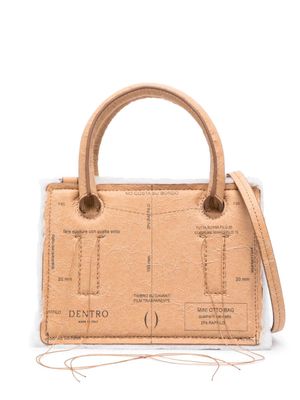 DENTRO mini Otto Paper leather tote bag - Brown