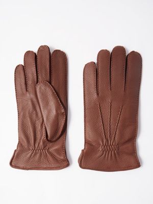 Dents - Chalford Cashmere-lined Leather Gloves - Mens - Brown