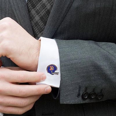 Denver Broncos Silver-Plated Team Logo Helmet Cufflinks