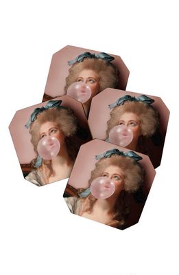 Deny Designs Bubblegum Princess Set of 4 Coasters in Pink 