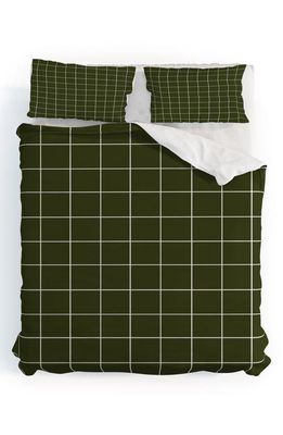 Deny Designs Grid Duvet Cover & Shams Set in Green 