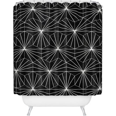 Deny Designs Hexagonal Pattern Shower Curtain in Black-White 