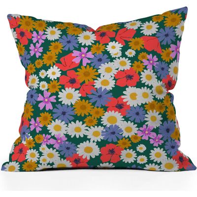 Deny Designs Meadow Wildflowers Accent Pillow in Green 