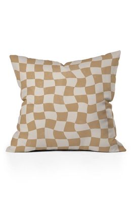 Deny Designs Warped Checkerboard Accent Pillow in Brown 