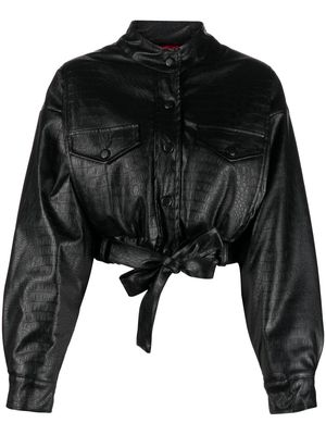 DEPENDANCE crocodile-pattern faux leather jacket - Black