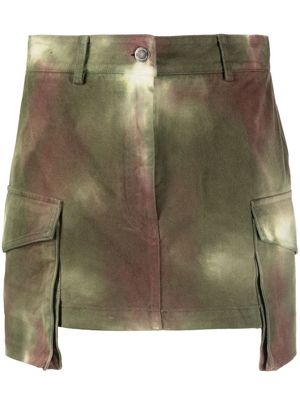 DEPENDANCE tie-dye print cargo mini skirt - Green