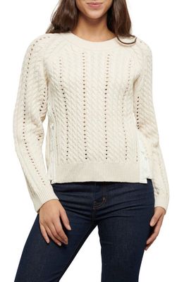 Derek Lam 10 Crosby Atiana Side Lace-Up Wool Cable Sweater in Ivory