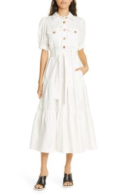 Derek Lam 10 Crosby Buffy Stretch Cotton Utility Dress in White