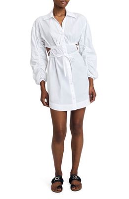 Derek Lam 10 Crosby Jayce Cutout Detail Long Sleeve Cotton Shirtdress in White