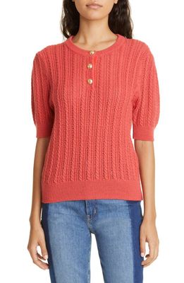 Derek Lam 10 Crosby Shea Puff Sleeve Cable Sweater in Rose